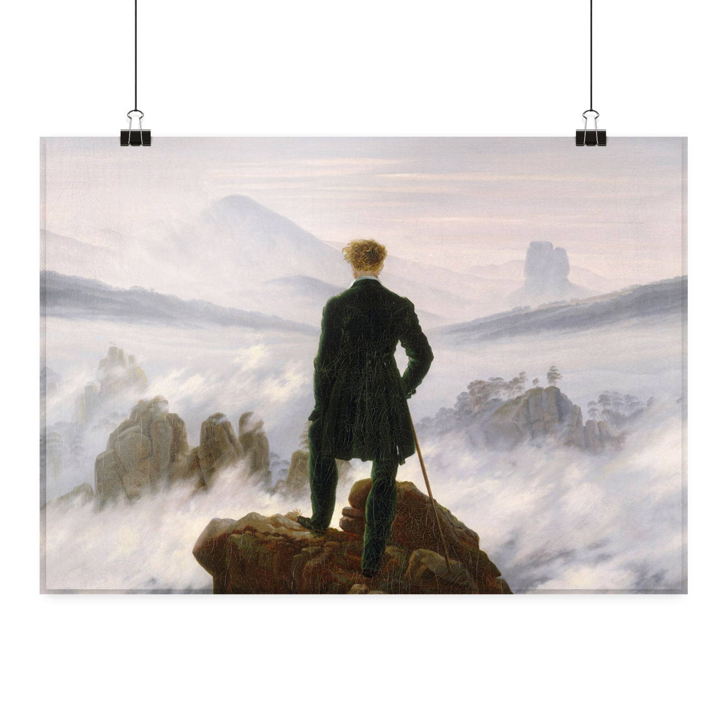 Der Wanderer über dem Nebelmeer von Caspar David Friedrich / Kunstdruck - Poster Din A2 (quer)